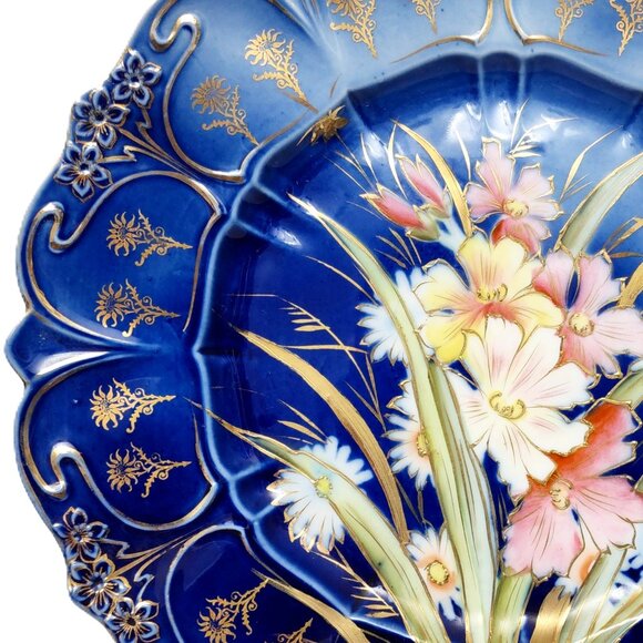 Antique RARE Royal Coburg Ware Germany HandPainted Floral w/Gold Leaf Dish - Picture 2 of 7